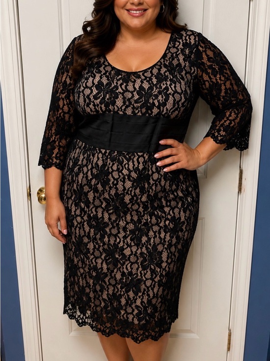 New York & Company Dresses & Skirts - New York & Company Black Lace Midi Dress with Nude Lining size 18